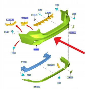 ZDERZAK TYŁ FORD FOCUS SEDAN 2018- OE 2289117 _ JX7B-17H773-DAPRAA