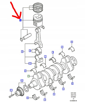 TŁOK Z SWORZNIEM FORD TRANSIT 2.4L TDCi 2000-06_1369684_3C1Q-6K100-BAD