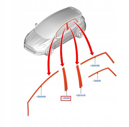 PRAWA LISTWA ZEWNĘTRZNA DRZWI FORD FIESTA MK7 _  1546821 _ 8A61-A25458-AC 