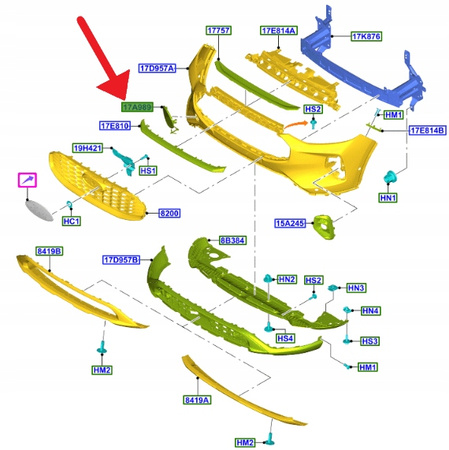 ZAŚLEPKA HAKA ZDERZAKA PRZÓD FORD KUGA 2024- 2731888 _ PV4B-17F011-ABPRAA