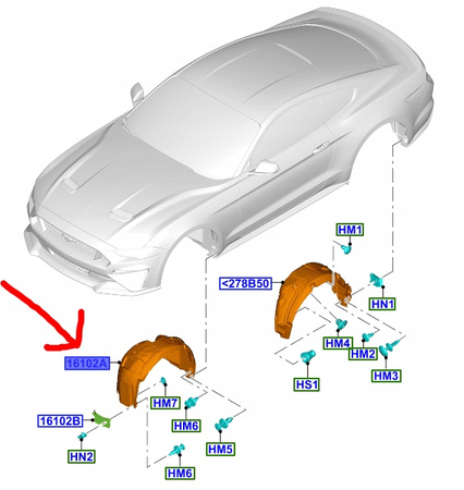 NADKOLE PRZEDNIE LEWE FORD MUSTANG Mk6 SPORT 2017_2217490_JR3B-16A563-CD
