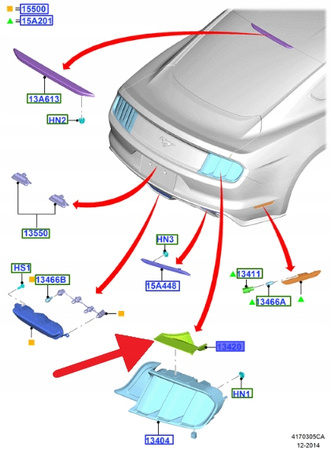 NAKŁADKA PRAWEJ LAMPY TYŁ FORD MUSTANG 2015- 23 OE 1931607 _ FR3B-13A414-AF