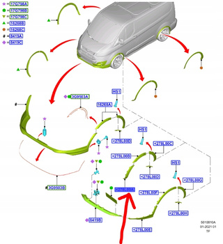 LISTWA NADKOLA PRZÓD PRAWA TRANSIT CUSTOM 2016- 2044333 _ GK21-V278L00-ABXW