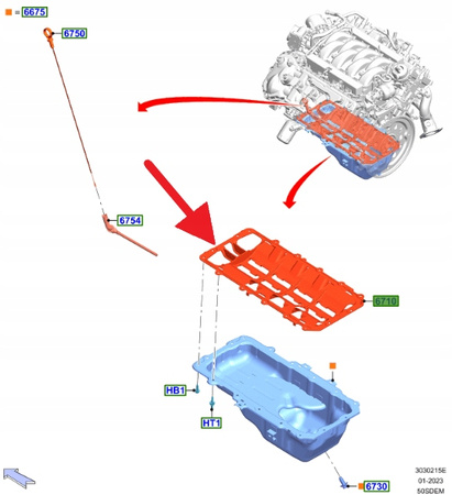 USZCZELKA MISKI OLEJOWEJ 5.0 FORD MUSTANG 2015- OE 5184647 _ BR3E-6C878-CC