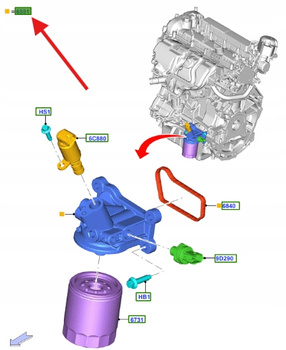PODSTAWA FILTRA OLEJU FORD KUGA Mk2 2016- 2.0 EB 2287913 _ F2GE-6881-CD