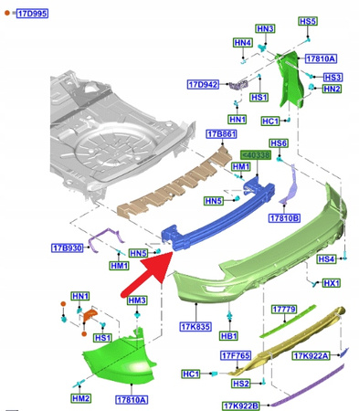 BELKA ZDERZAKA TYLNEGO FORD KUGA Mk2 2012- OE 1857271 _ DV44-U403C94-AB