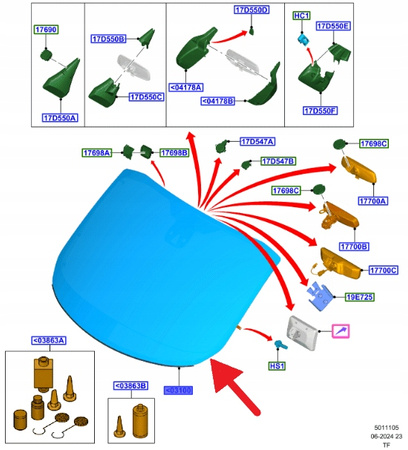 SZYBA PRZÓD OGRZEWANA FORD TRANSIT CUSTOM 2018- OE 2554476 _ JK21-V03100-BD