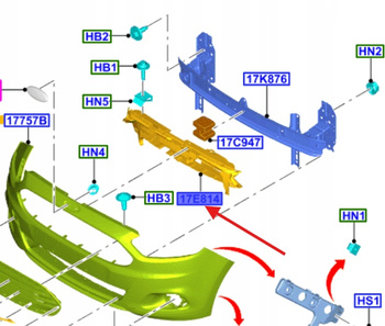 WZMOCNIENIE ŚLIZG ZDERZAKA PRZÓD FORD KA+ 2016- 2030080 _ G1B5-17E778-AB