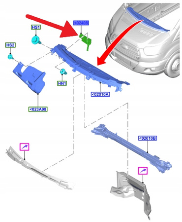 DEFLEKTOR WODY FORD TRANSIT 2022- CUSTOM 2020- OE 2559680 _ LK21-V020K47-BA