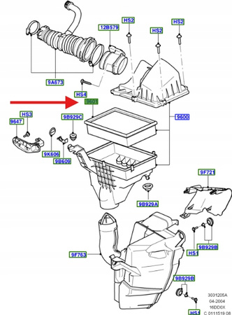 FILTR POWIETRZA 1.6 DIESEL FOCUS 2004- C-MAX 2003- 1232095 _ 3M51-9601-DA