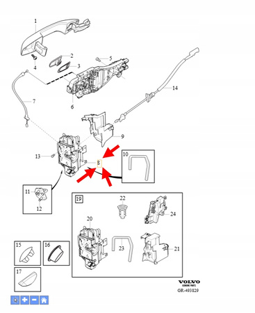 ZAMEK DRZWI LEWY TYŁ VOLVO XC90 2016- XC40 V60 S60 OEM/OE 31440999
