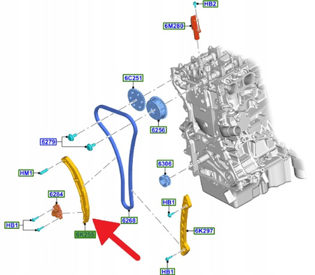 PROWADNICA NAPINACZ ŁAŃCUCHA ROZRZĄDU 2.3 2.5 KUGA 1370542 _ 6M8G-6K255-AA