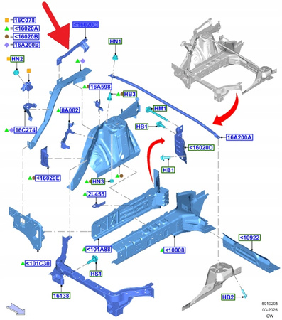 UCHWYT BŁOTNIKA LEWY PRZÓD MUSTANG MACH-E 2020- 2486408 _ LJ9B-R16B045-AA