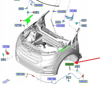 UCHWYT OTWIERANIA MASKI EDGE MONDEO SMAX GALAXY 2060716 _ FT4B-16B626-BC