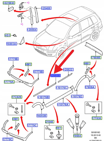 PRAWA LISTWA ZEWNĘTRZNA DRZWI PRZÓD FUSION 2005- 1711230 _ 7N11-N20938-CC