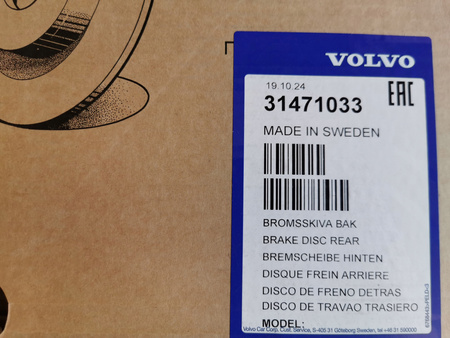 TARCZE HAMULCOWE TYŁ VOLVO XC60 I 2008-2017 OE 31471033