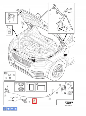 LINKA MASKI POKYWY SILNIKA VOLVO XC90 2016- S90 V90 2017- OE 31352884