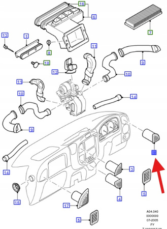 KRATKA WENTYLACJI PRAWA TRANSIT 2000- 06 OE 4704010 _ YC1H-19893-AFJAGQ
