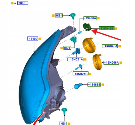 ZAŚLEPKA DEKIELEK REFLEKTORA FORD FOCUS 2007- 11- 1521201 _ 8M51-13K046-BA