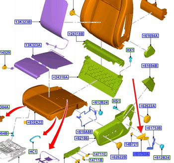 RĄCZKA DŹWIGNIA UCHWYT FOTELA TRANSIT CUSTOM 2216553 _ BK21-61755-AE3ZHE