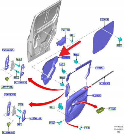 WYGŁUSZENIE DRZWI PRZESUWNYCH FORD CONNECT 2016- 2141947 _ JT11-V27458-BB