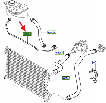 PRZEWÓD CHŁODNICY WODY 1.3 FIESTA FUSION 2002- 2012 1145302 _ 2S6H-8B081-FA
