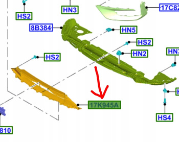 KRATKA DOLNA ZDERZAKA PRZÓD KUGA MK3 2020- 2471833 _ LV4B-17K945-AA5UAW