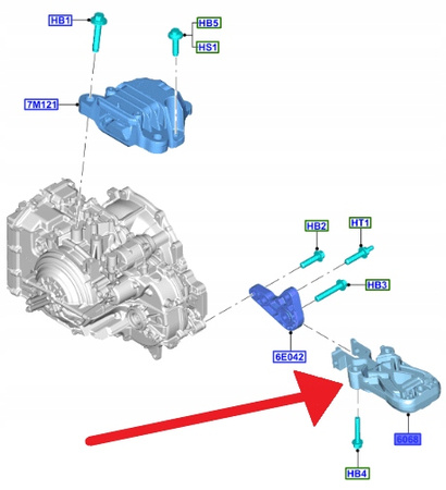PODUSZKA SKRZYNI BIEGÓW DIESEL FORD FOCUS KUGA 20- 2515230 _ JX61-6P082-BE