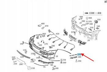 WKŁADKA ŚLIZG ZDERZAKA LEWY PRZÓD MERCEDES C W203 CLK W209 OE A2038890195