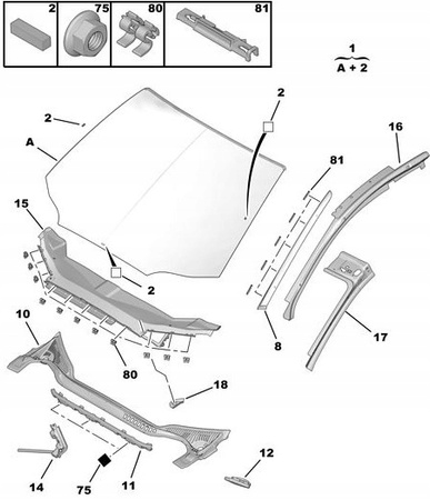 SPINKA KOŁEK LISTWA SZYBY CITROEN 1622750180