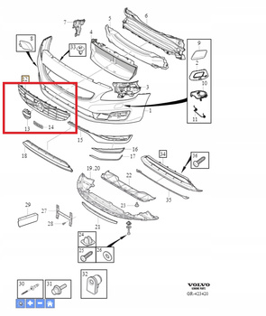 Grill Volvo OE 31349928 S60, V60 (14-18)