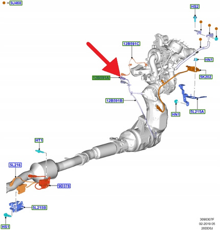 CZUJNIK TEMPERATURY SPALIN DPF 2.0 RANGER 2019- OE 2300928 _ JB3G-12B591-CC