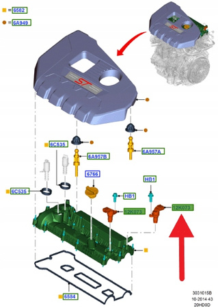 CZUJNIK POŁOŻENIA WAŁU RORZĄDU FORD FOCUS KUGA 2025941 _ AS71-12K073-BA