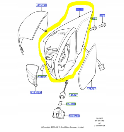 FORD OE LUSTERKO ZEWNĘTRZNE _ 1777427 _ 6M21-17682-XF
