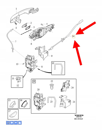 LINKA ZAMKA DRZWI TYŁ VOLVO XC90 2016- OEM/OE 31322397