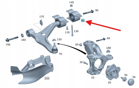 PRAWA TULEJA WAHACZA PRZEDNIEGO MERCEDES CLA W118 W177 W247 A2473330600