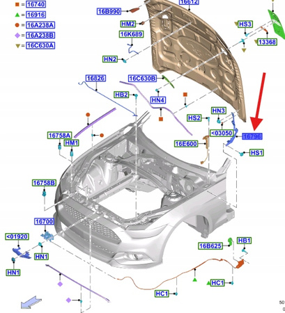 ZAWIAS MASKI LEWY FORD MUSTANG MK6 2015- 2017 1910980 _ GR3B-16801-AD