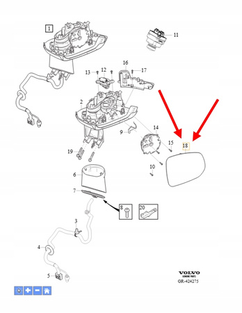 SZKŁO WKŁAD LUSTERKA LEWEGO VOLVO XC90 2016- OEM/OE 31395526