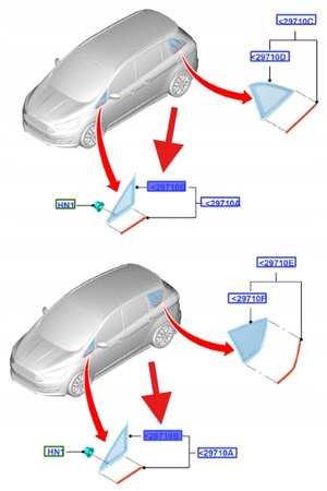 SZYBA TRÓJKĄTNA PRAWA FORD C-MAX 2010- OE 2024152 _ AM51-R29710-AH