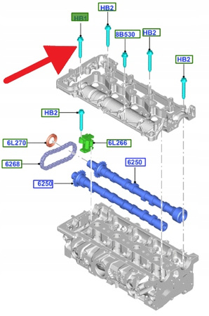ŚRUBA GŁOWICY 2.0 TDCi FORD EDGE KUGA MONDEO SMAX 1779763 _ 3M5Q-6D273-AB