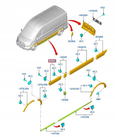 LISTWA NAKŁADKA NADWOZIA PRZÓD PRAWA FORD TRANSIT_1874784_