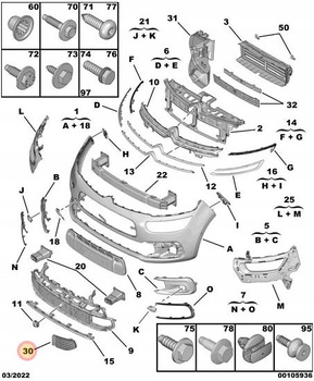 ZAŚLEPKA DOLNEJ KRATKI ZDERZAKA PRZÓD CITROEN C4 PICASSO OE 9814208980