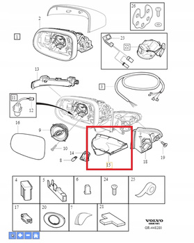 Volvo OE 30799223 oslona prawego lusterka