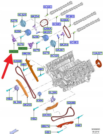 ZAWÓR ZMIENNYCH FAZ ROZRZĄDU FORD MUSTANG 15- 23- 2308632 _ BR3E-6B297-DD