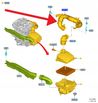 RURA FILTRA POWIETRZA 1.5 EB FORD FIESTA KUGA 2020- 2480733 _ LX61-9C623-BB