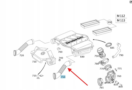 RURA DOLOT WLOT POWIETRZA LEWY MERCEDES E W211 CLS W219 AMG OE A1130942282
