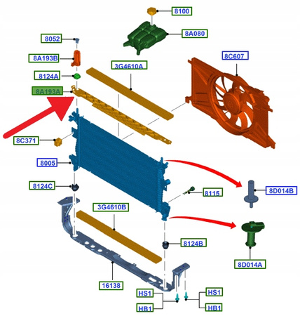 WSPORNIK CHŁODNICY GÓRNY 1.6 DURATEC FOCUS CMAX OE 1718365 _ AV61-8226-AB