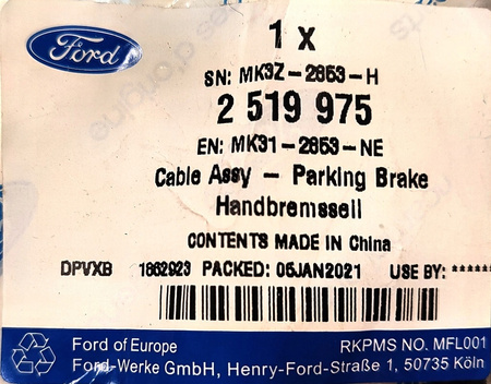 LINKA HAMULCA RĘCZNEGO FORD TRANSIT Mk8 2020-_2519975_MK31-2853-NE
