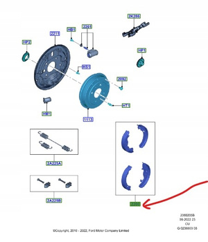 ZESTAW SZCZĘK HAMULCOWYCH TYŁ FORD KA Mk2 2010-2016_1713757_BS51-2200-AA