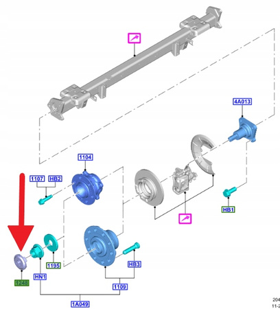 KOŁPAK ZAŚLEPKA PIASTY KOŁA TYŁ CUSTOM TRANSIT 2520774 _ KK21-1248-AC